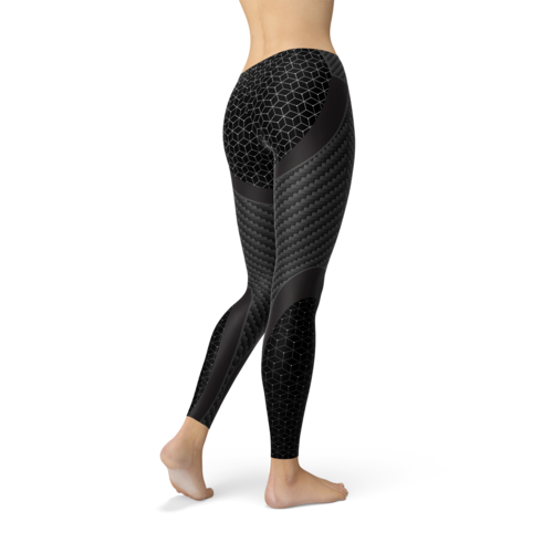 Women's Carbon Fiber Print Leggings – Stylish Gift for Her The Gift Atelier
