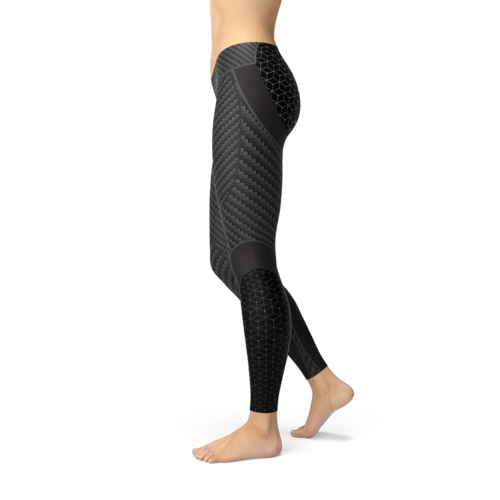 Women's Carbon Fiber Print Leggings – Stylish Gift for Her The Gift Atelier