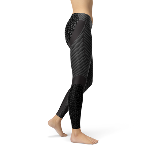 Women's Carbon Fiber Print Leggings – Stylish Gift for Her The Gift Atelier