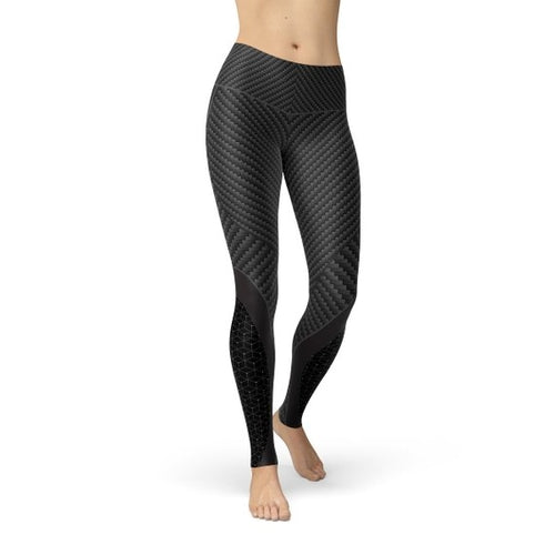Women's Carbon Fiber Print Leggings – Stylish Gift for Her The Gift Atelier